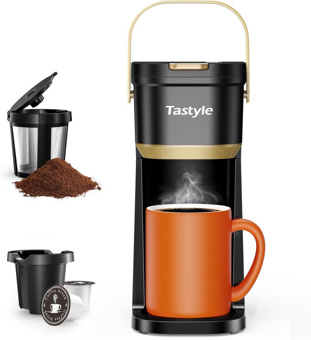 Tastyle Single Serve Coffee Maker (Black/Gold)