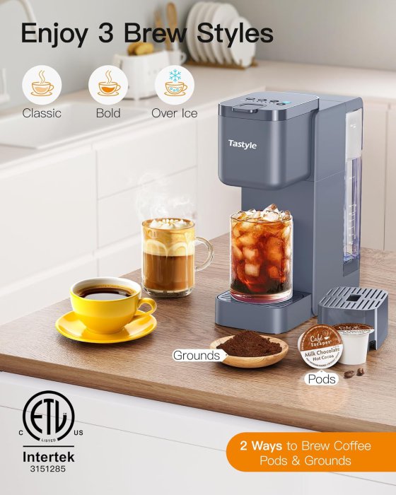 Tastyle Single Serve Coffee Maker (Gray) (image 2)