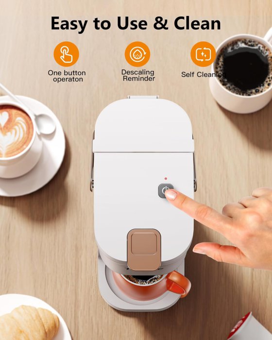 Tastyle Single Serve Coffee Maker (White/Brown) (image 5)